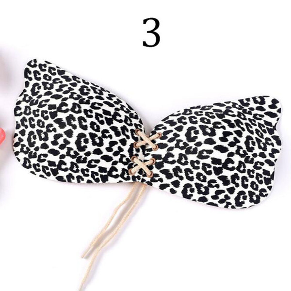 Leopard Invisible Bra Silicone Sexy Women Strapless Push Up Bra Angel Wing Shape Self-Adhesive Bust Backless Bra 300pcs