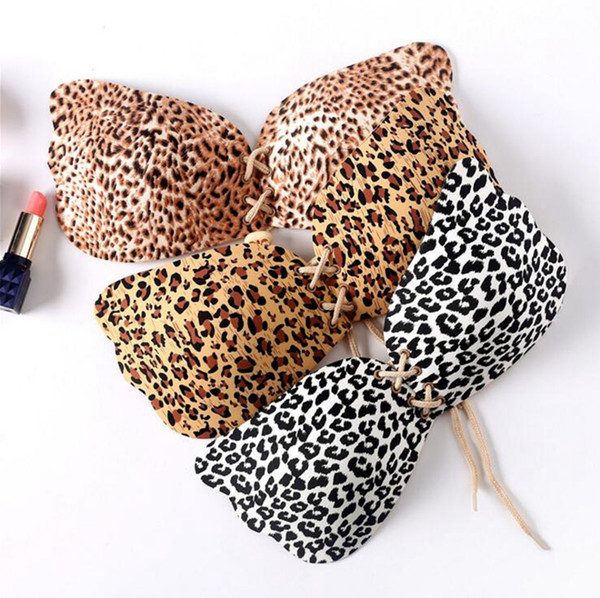 Leopard Invisible Silicone Push Up Bra Adjustable Bra Women Instant Breast Lift Strapless Angel Wing Shape Backless Bras KKA3267