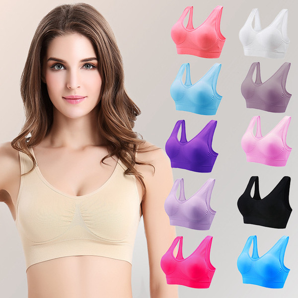 Women Seamless Soft Sports Bra Yoga Fitness Stretch Workout Tank Top Seamless Padded Bra 11 Colors RRA1027