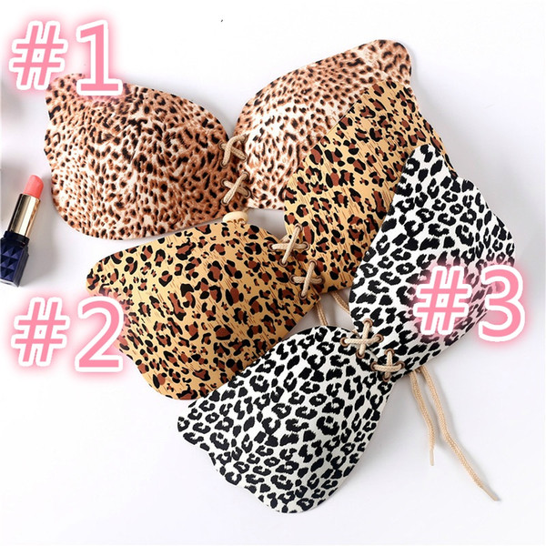 Leopard Invisible Bra Silicone Sexy Women Strapless Push Up Bra Angel Wing Shape Self-Adhesive Bust Backless Bra 3 styles in stock