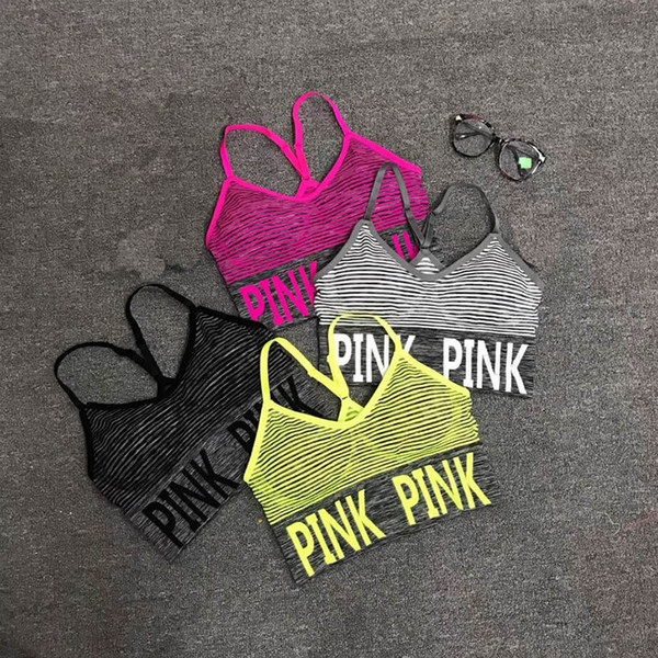 18 Style Pink Bra Fitness Sport Letter Bra One Size Push Up Breathable Yoga Bras Underwear Running Sports Bra