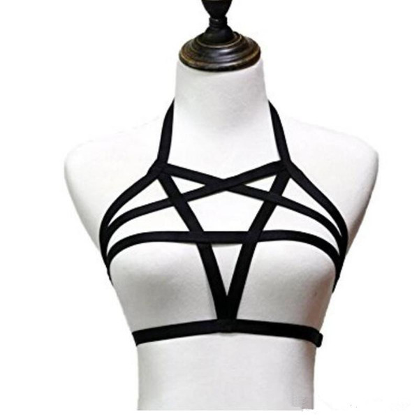 New Bdsm female sexy Goth Lingerie Elastic Harness cage bra cupless lingerie Bondage Body elastic harness belt Fair size available for S-XL