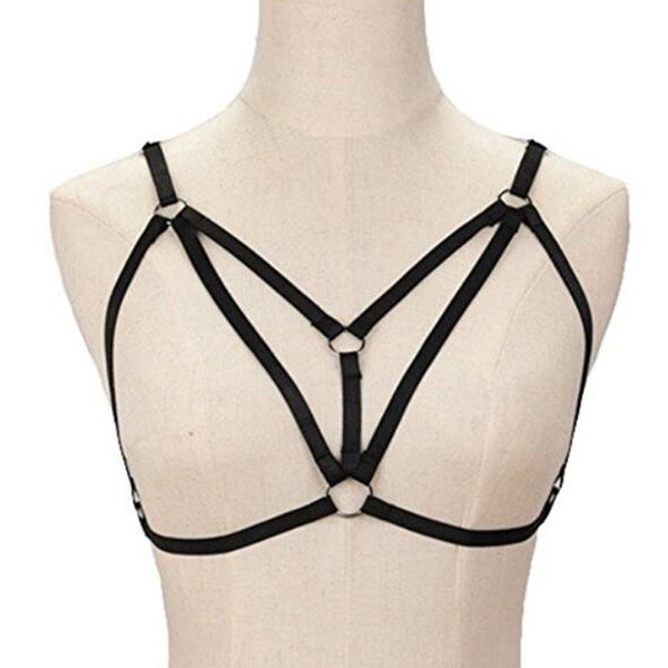 Bdsm female sexy Goth Lingerie Elastic Harness cage bra cupless lingerie Bondage Body elastic harness belt Fair size available for S-XL 50pc