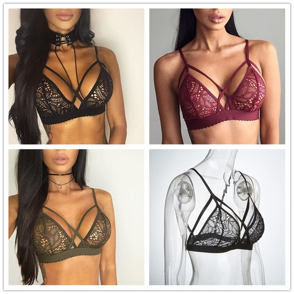 50pcs DHL sexy crochet lace bralette flower push up bra women lingerie strappy bra floral v wirefree intimate brassiere underwearKKA3270