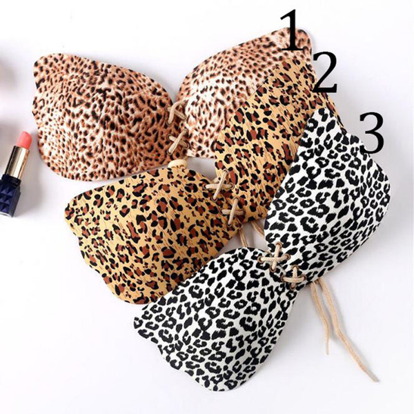 Leopard Invisible Silicone Push Up Bra Adjustable Bra Women Instant Breast Lift Strapless Angel Wing Shape Backless Bras