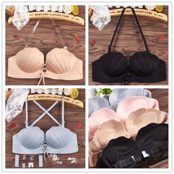 20pcs DHL Girls LB Sexy LB Invisible Shell Bra Wireless Thick Adjusted Straps Push Up Bra Women Seamless Underwear Women Palm Massage Bra