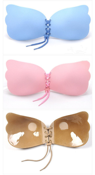 New Women Silicone Bra Cups Backless Dress Butterfly Invisible Push Up Stick On Self Adhesive Front Fly Bra Strapless A B C D