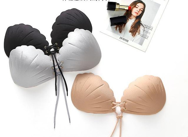 Silicone Invisible Bra Self-adhesive Push Up Strapless Bras shell shape Formal Dress Wedding Evening Silicone bra 3 COLOR