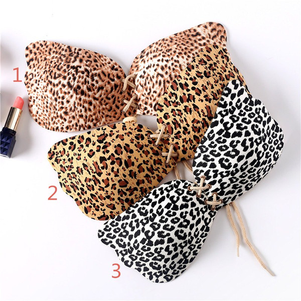 Leopard Invisible Bra Silicone Sexy Women Strapless Push Up Bra Angel Wing Shape Self-Adhesive Bust Backless Bra 3 styles in stock