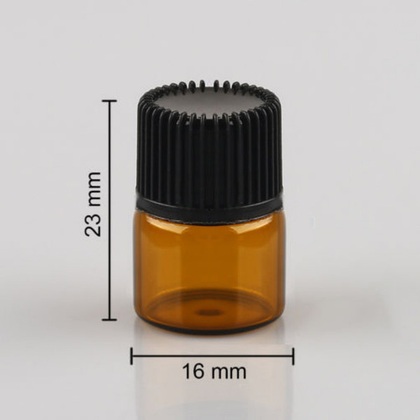 1ml (1/4 dram) Amber Glass Mini Empty Essential Oil Bottle Amber Glass Bottle 1ml Refillable Bottles With Plug And Caps