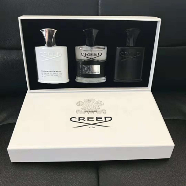 Best Price Creed Men Fragrance Set 3pcs/set t Intense Fragrant Silver Mountain Water/Creed aventus/Green Irish Tweed 30ML*3 Free Shipping