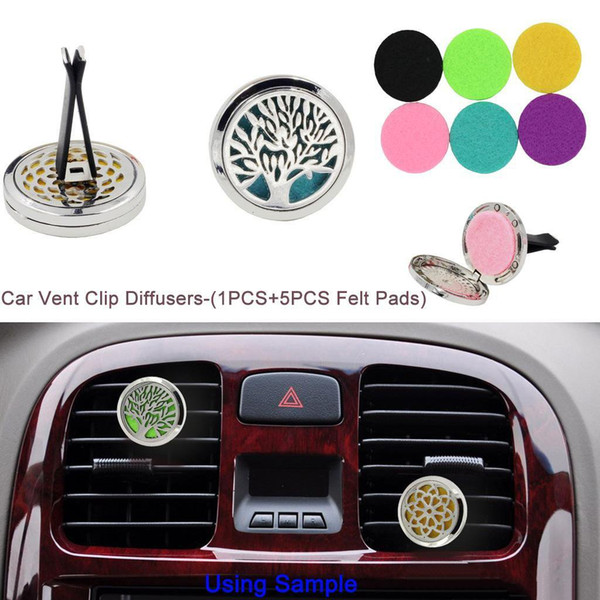Aromatherapy Home Essential Oil Diffuser For Car Air Freshener Perfume Bottle Locket Clip with 50PCS Washable Felt Pads free shipping