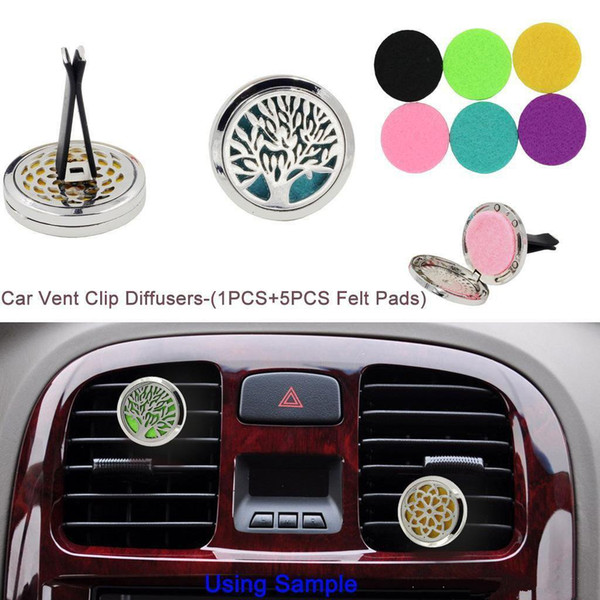 Aromatherapy Home Essential Oil Diffuser For Car Air Freshener Perfume Bottle Locket Clip with 50PCS Washable Felt Pads free shipping