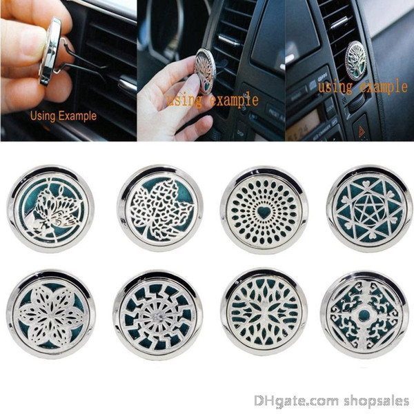 10 Patterns Perfume Folder 30mm Stainless Car Air Vent Freshener Essential Oil Diffuser Locket Pasta De Perfume Carpeta Perfume Stars