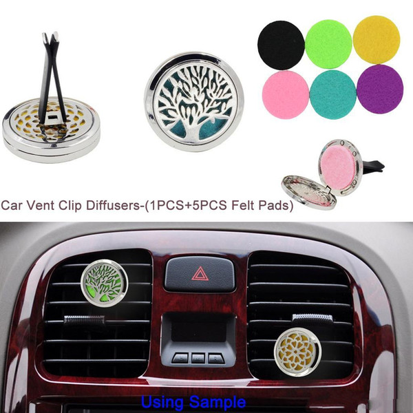 Aromatherapy Home Essential Oil Diffuser For Car Air Freshener Perfume Bottle Locket Clip with 5PCS Washable Felt Pads free shipping