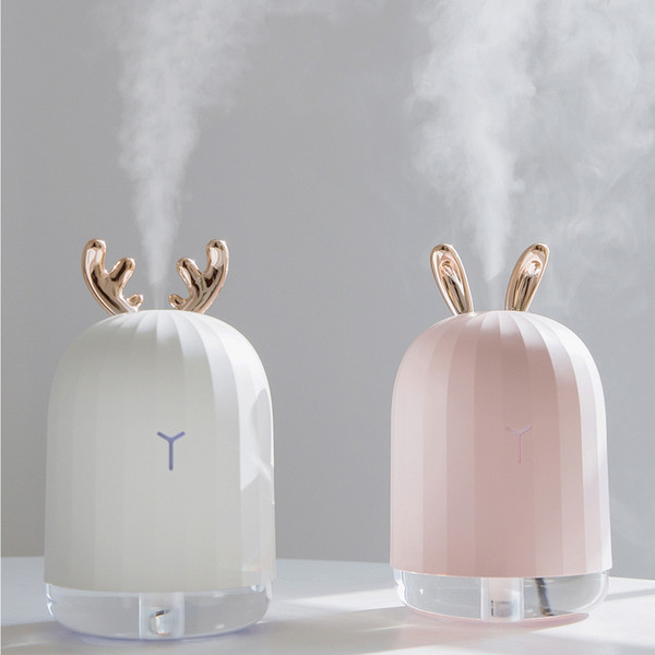 220ML Ultrasonic Air Humidifier Deer Aroma Essential Oil Diffuser for Home Car USB Fogger Mist Maker with LED Night Lamp