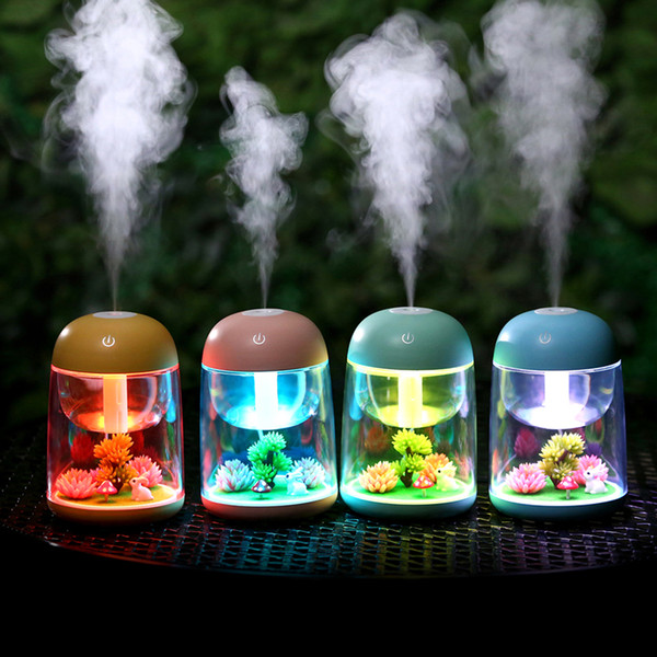 LED Micro Landscape Humidifier Mini Air Humidifier USB Ultrasonic Diffuser Mist Maker Colorful Changing LED Night Light