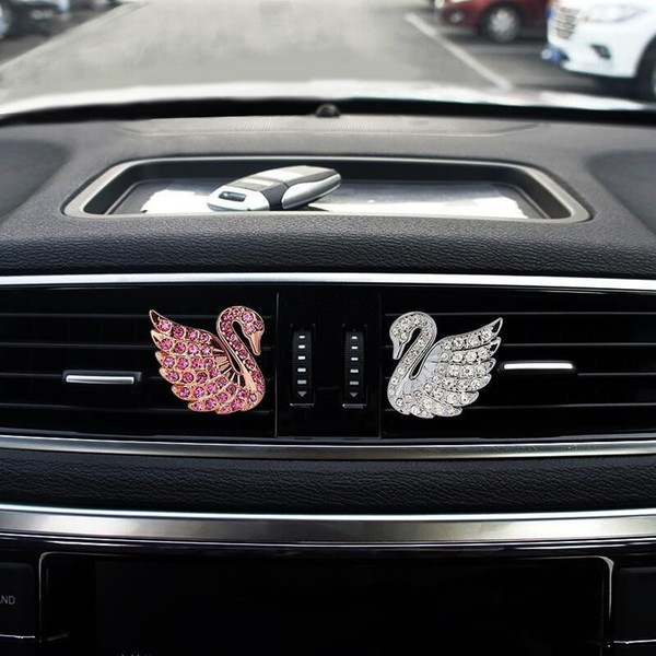 HOT Diamond Car Air Freshener Outlet Swan Clip Diffuser Fragrance WIZJ