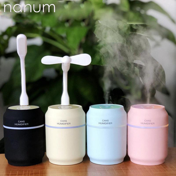 3 in 1 Aroma Diffuser Cans Car Humidifier Mini Air Purifier Aromatherapy Essential Oil Diffuser LED Night Light USB Fan Fogger