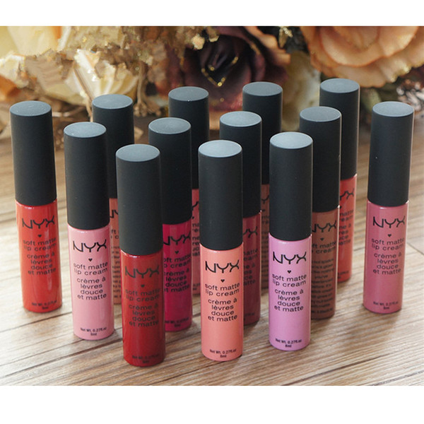 2018 NYX Soft Matte Lip Cream Lipstick NYX Makeup Charming Long-lasting Daily Party Brand Glossy Makeup Lipsticks Lip Gloss B756