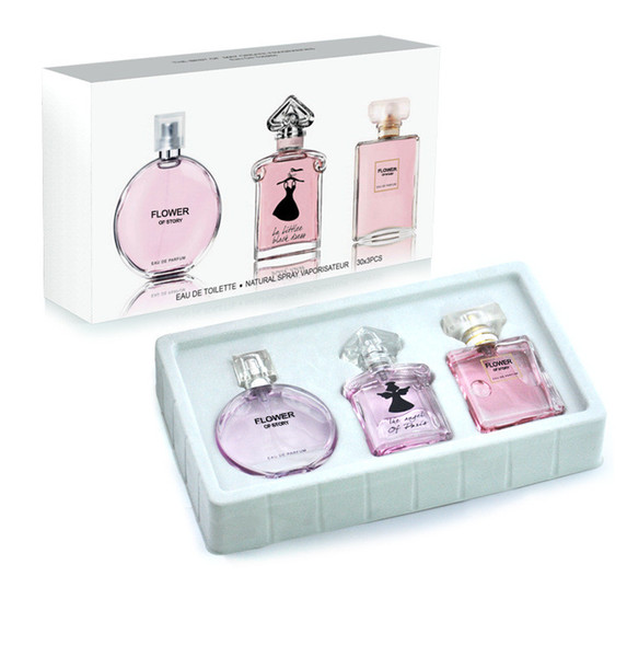 30mlx3 fresh floral and fruit 3pcs perfume set best gift flower perfume kit with 3 pcs with long lasting fragrance