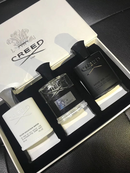 Hot Creed Perfume Set 3 pcs/set 30ml*3 Creed Cologne Perfume for Men Great Scent Natural vaporization Christmas Gift DHL Free shipping