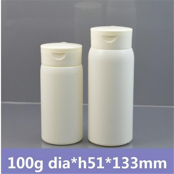 50pcs/lot Empty PE Flip Top 150ml 200ml 80g 100g All White Baby Talcum Powder Bottle Sifter Bottle 80ml Plastic Pearl Bottle