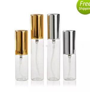 5ML/10ML Clear Atomizer Glass Bottle With Metal Silver Gold Aluminum Fine Mist Sprayer Spray Refillable Fragrance Perfume Empty Scent