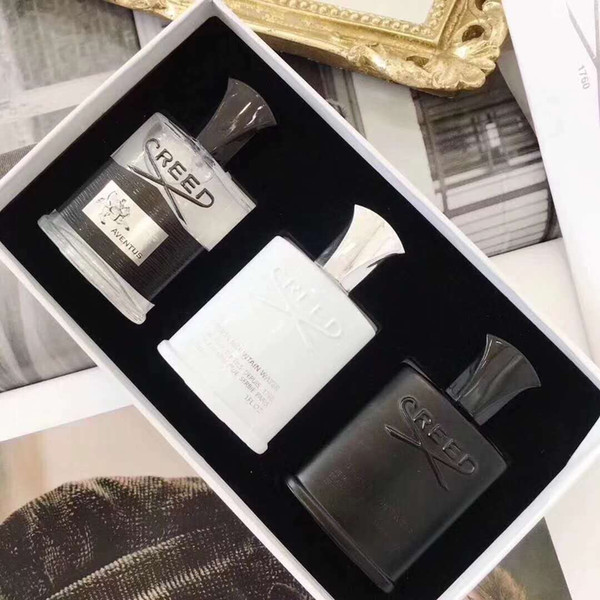 New fashion Men Fragrance Set 3pcs/set t Intense Scent Fragrant Silver Mountain Water/Creed aventus/Green Irish Tweed 30ML*3 Free Shipping