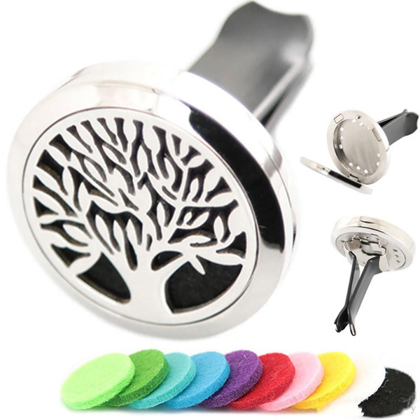 Classic Tree of Life Aromatherapy Essential Oil surgical 30mm Stainless Steel Pendant Perfume Diffuser Car Locket Include 50pcs Felt Pads