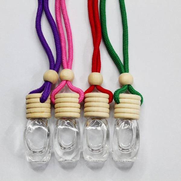 High transparent 6ML car pendant perfume bottle Square bottle/ Cylinder bottle glass aroma perfume empty bottles DIY drill Home Fragrances