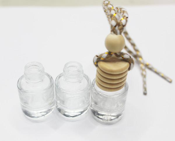 500pcs High transparent 6ML car pendant perfume bottle glass aroma perfume empty bottle DIY drill blank bottle