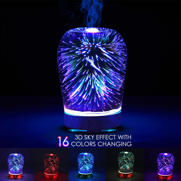 2017 New USB Mini Aroma Mist Diffuser Fresh Air Seven Colors Gradient Humidifier Round 3D Ultrasonic Humidifiers