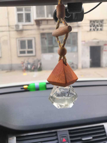 Car hanging glass bottle perfume freshener/car freshener hanging car air with free replenish fluid and flower