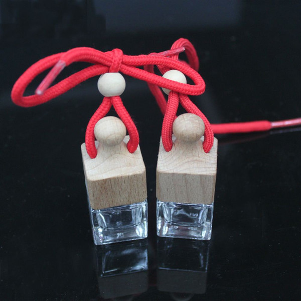 500pc Stick drill DIY 6ml blank bottle Quartet transparent bottle car ornaments glass bottle car perfume bottles hanging Square cube Pendant