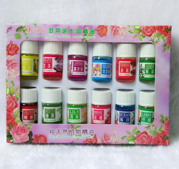 12pcs Brand New Essential Oils Pack for Aromatherapy Spa Bath Massage Skin Care Lavender Oil With 12 Kinds of Fragrance