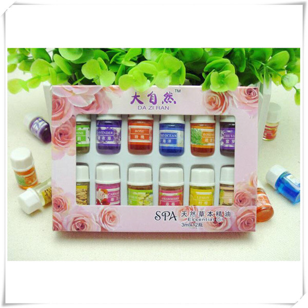 12 Bottles 3ML Each Plant Fragrant Essential Oil Set Relax Aromatherapy Oil for Spa Vaporisation Fragrance Oil Skin Care