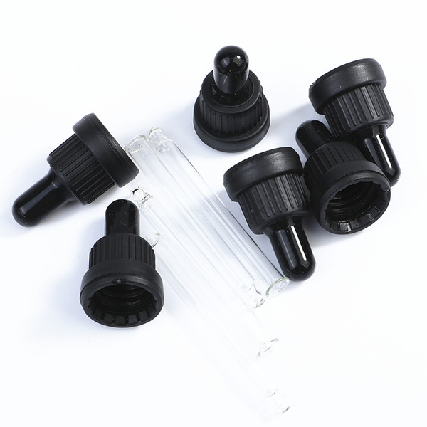 100pcs Glass dropper pipet cap Plastic black white Ribbed Tamper Evident seal droppers 5ml 10ml 15ml 20ml 30ml 50ml 100ml bottle