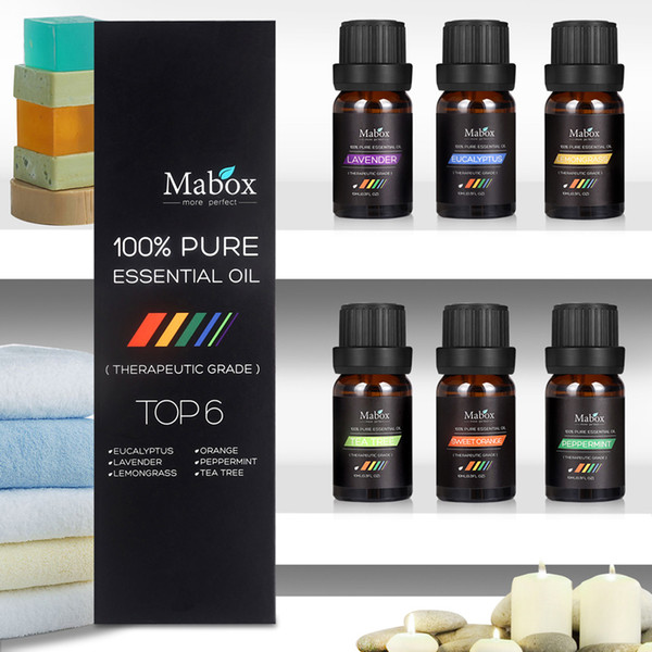 MABOX Beauty Aromatherapy Top 6 Essential Oils 100% Pure & Therapeutic Grade Basic Sampler Gift Set & Kit