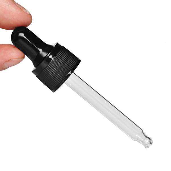 Black White Bulb Glass Droppers w/ Glass Pipettes dispenser plastic cap for oil liquid essential oil bottle dropper caps 5ml 10ml 15ml 30ml