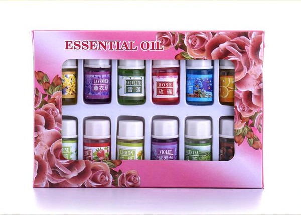 EPACK 12pcs/set Skin Care Beauty Makeups 100% Pure Essential Oils Variety Fragrance Spa Bath Massage Essential oil 3ML Cosmetic