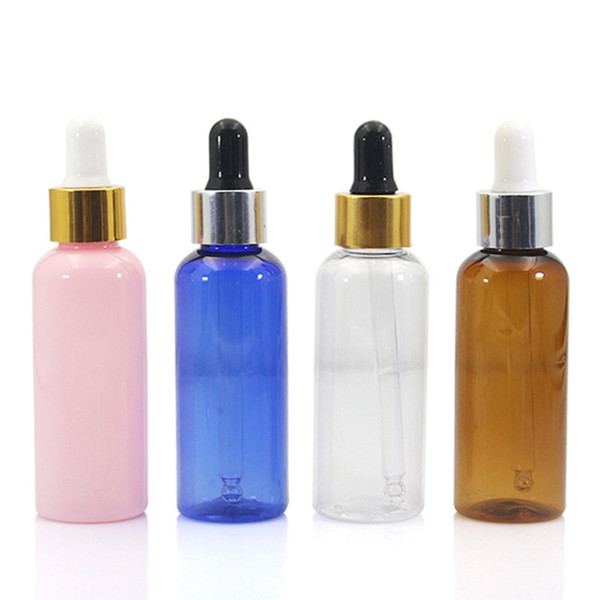 High Quality Plastic PET Dropper Bottle For Essential Oil 50ML Rubber Dropper Bottles Container Free Shipping