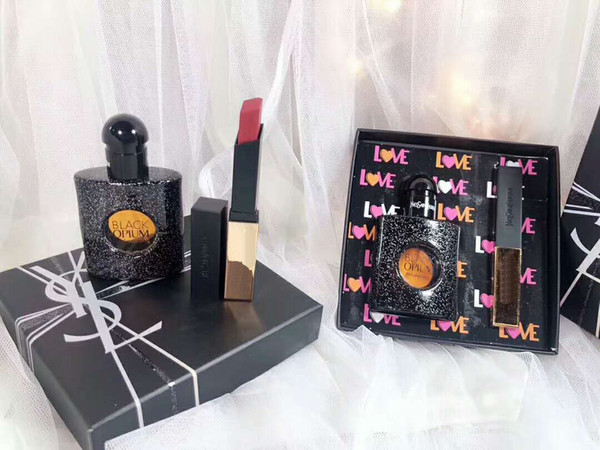 19SS new fashion 2 piece set lipstick perfume 2 piece set gift boxed lipstick, lady sweet route quiet perfume free shipping