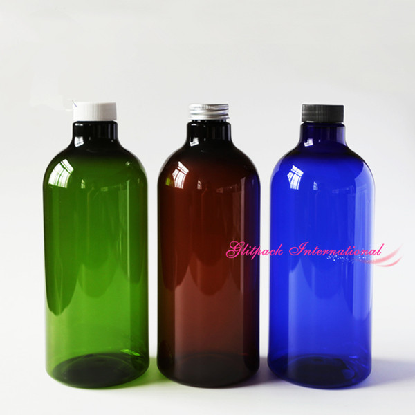 1000ml PET Bottle 35oz large plastic bottles for liquid lotion/Essencial Oil/Ocean Fresh Water Cosmetics/pharma Hydrosols bottle green blue