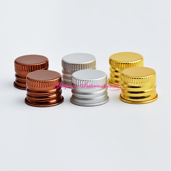 24mm Neck Metal cap Bronze Silver Gold Aluminum caps for cosmetic bottle screw tin lid closure Matte black empty liquid bottles