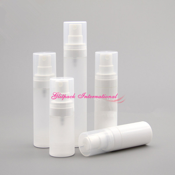 luxury white frosted 15ml 30ml 50ml airless sprayer pump cosmetic bottle empty perfume PP Refillable mist Atomizer spray bottle serum bottle
