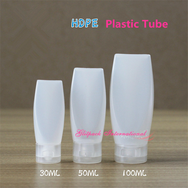 50pcs/pack HDPE 30ml 50ml 100ml Frosted Cosmetic Packaging Tube Squeeze Soft Plastic Bottles cosmetic tubes w/ Snap Top Cap