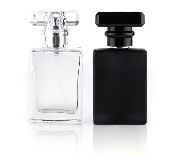 Fashion Type 30ML Portable Transparent Black Glass Perfume Spray Bottles With Aluminum Atomizer Empty Cosmetic Containers For Travel