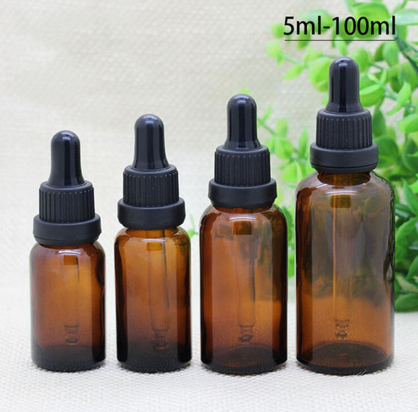 10ml 15ml 20ml 30ml 50ml 100ml Empty Amber Glass Dropper Bottles Wholesale E Liquid Glass Bottles Free Shipping