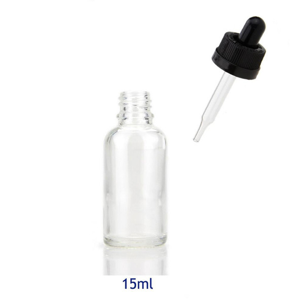 Best Price 15ml Glass bottles with childproof cap and tip droppers Clear Glass Essential Oil Cosmetic Bottle 624pcs/lot